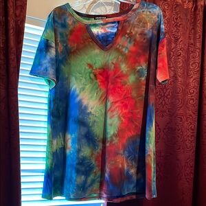 NWOT HEIMISH USA Tie-Dye Short Sleeve Tee - Red, Blue, Green